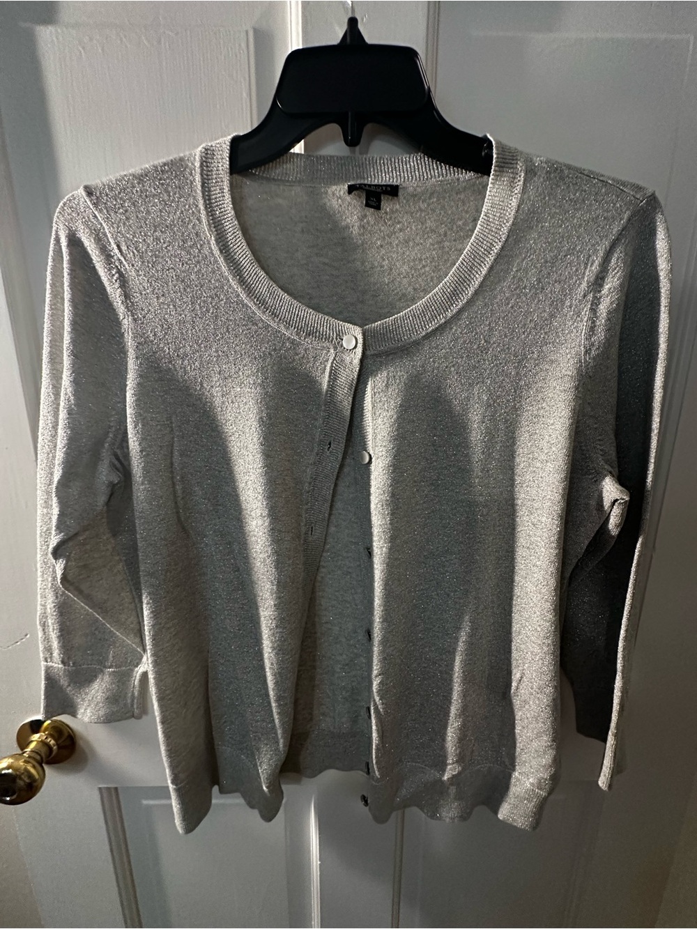 Talbots Light Gray Metallic Knit Cardigan Sweater - Picture 1 of 6